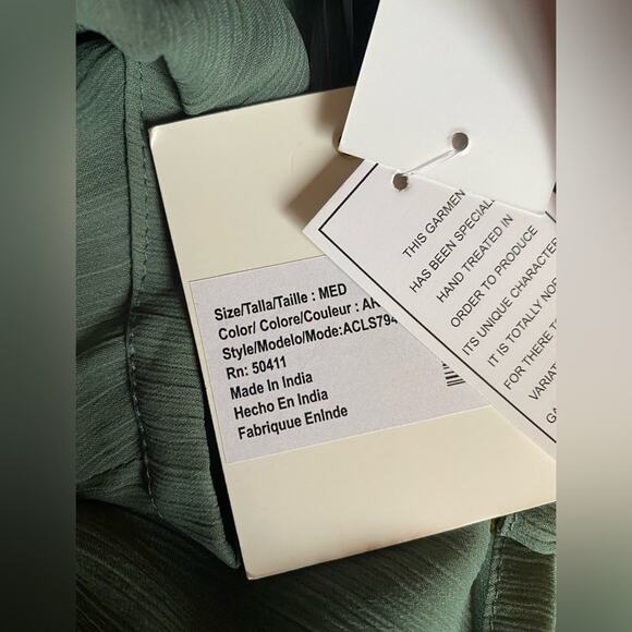 Cyn & Luca NWT Womens M Boho Beach Sheer Green Ruffle Swim Cover Up Dress Resort - Picture 8 of 11